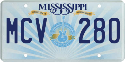 MS license plate MCV280