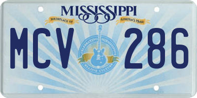 MS license plate MCV286
