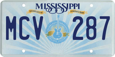 MS license plate MCV287