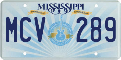 MS license plate MCV289