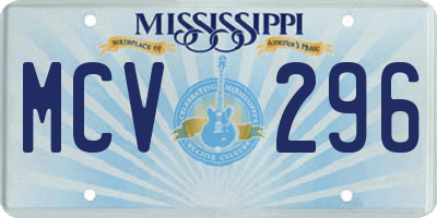 MS license plate MCV296