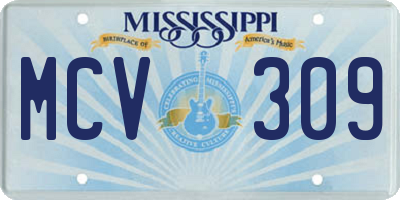 MS license plate MCV309