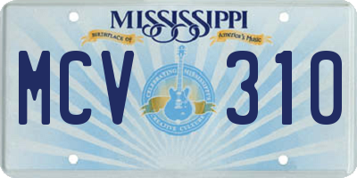 MS license plate MCV310