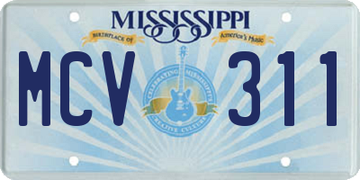 MS license plate MCV311