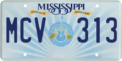 MS license plate MCV313