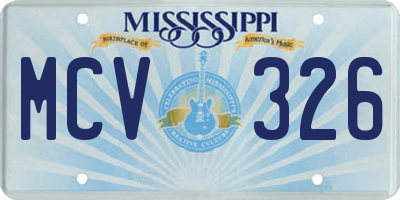 MS license plate MCV326