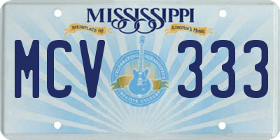 MS license plate MCV333