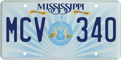 MS license plate MCV340