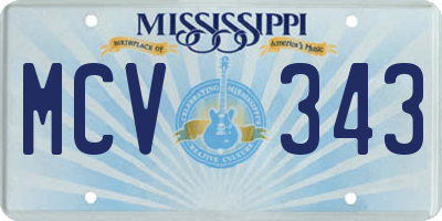 MS license plate MCV343