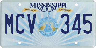 MS license plate MCV345