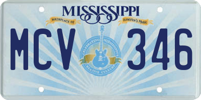 MS license plate MCV346