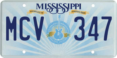 MS license plate MCV347