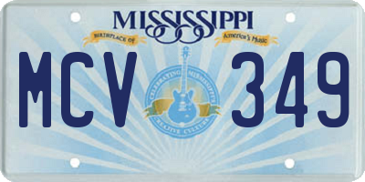 MS license plate MCV349