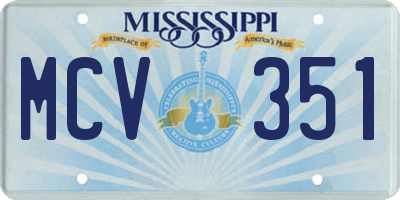 MS license plate MCV351