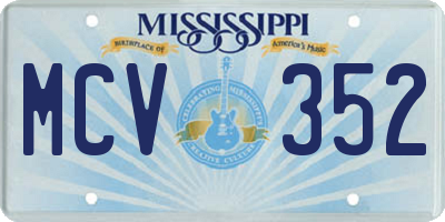 MS license plate MCV352