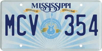 MS license plate MCV354