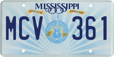 MS license plate MCV361