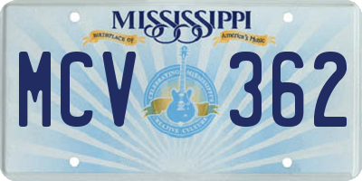 MS license plate MCV362