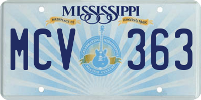 MS license plate MCV363