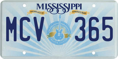 MS license plate MCV365