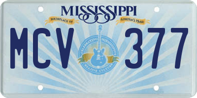 MS license plate MCV377