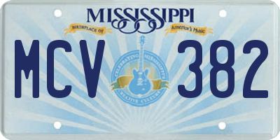 MS license plate MCV382