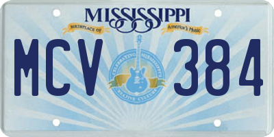 MS license plate MCV384