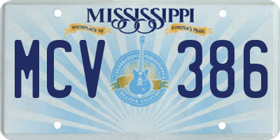 MS license plate MCV386