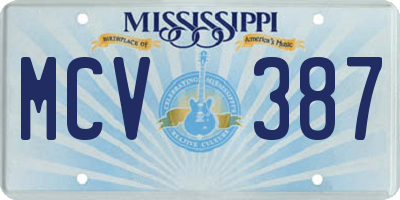 MS license plate MCV387