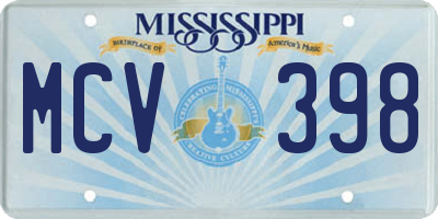 MS license plate MCV398