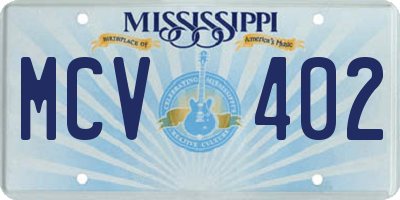 MS license plate MCV402
