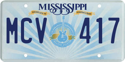 MS license plate MCV417