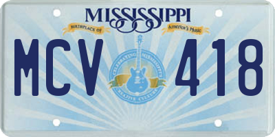MS license plate MCV418