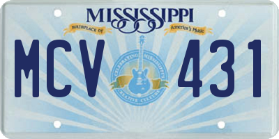 MS license plate MCV431