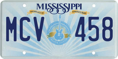 MS license plate MCV458