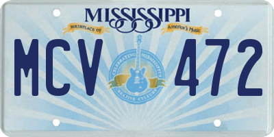 MS license plate MCV472