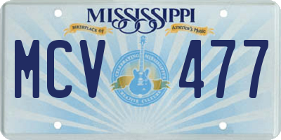 MS license plate MCV477