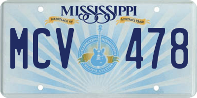 MS license plate MCV478