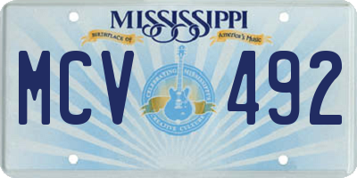 MS license plate MCV492