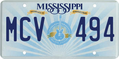 MS license plate MCV494