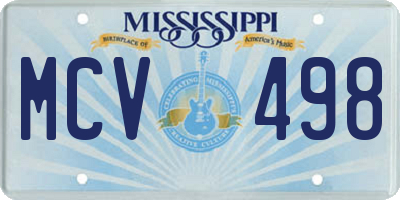 MS license plate MCV498