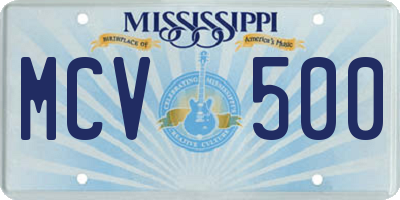 MS license plate MCV500