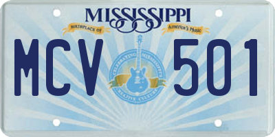 MS license plate MCV501
