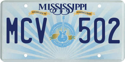 MS license plate MCV502