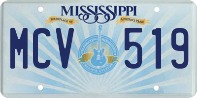 MS license plate MCV519
