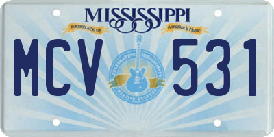 MS license plate MCV531