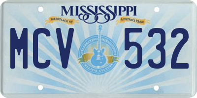 MS license plate MCV532