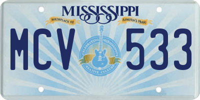 MS license plate MCV533