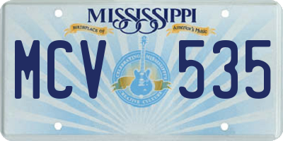 MS license plate MCV535