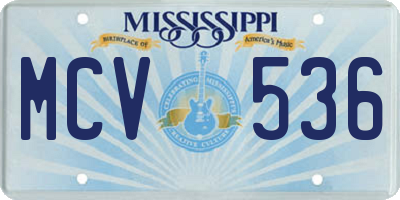 MS license plate MCV536